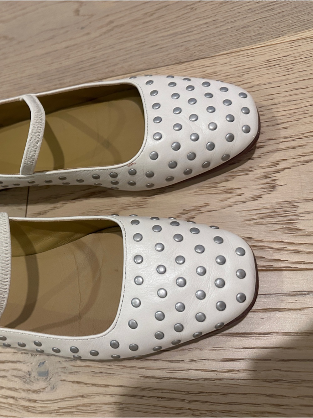 Madewell White Studded Mary Jane Flats
